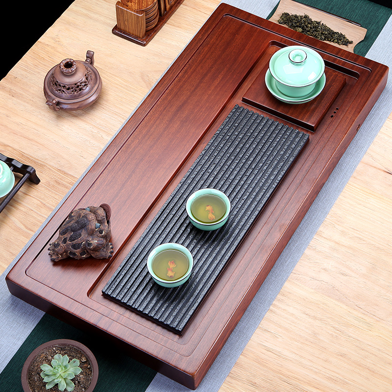 森煜非洲花梨木茶盤家用整塊實木茶臺排水功夫茶具 禪意 禪意60*32*4.5