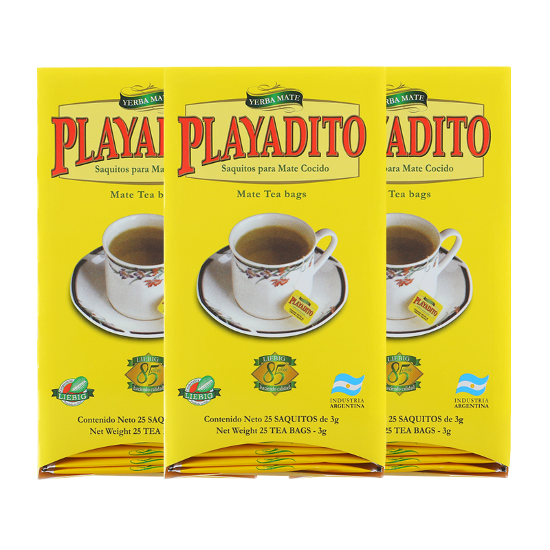 帕拉蒂托（PLAYADITO）(三盒装)阿根廷原装进口马黛茶袋泡茶 养生茶盒装解油腻 25包/盒 马黛茶包(3盒装)