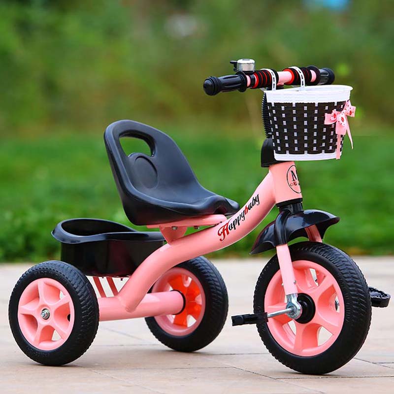 米赛特 儿童三轮车脚踏车1-3-5-2-6岁宝宝大号玩具手推自行车童车 升级发泡轮 粉色