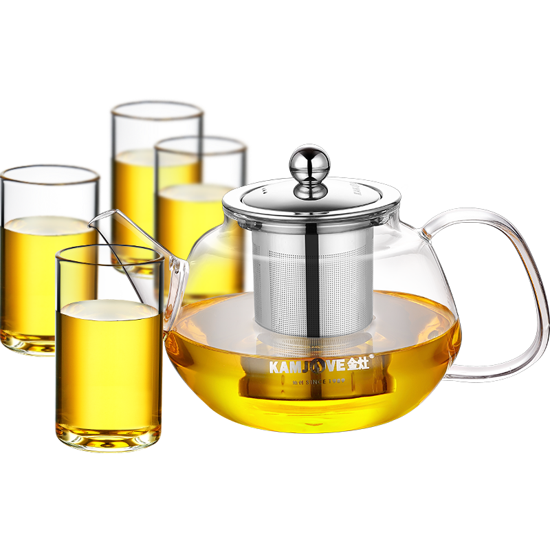 金灶（KAMJOVE） 耐热玻璃茶茶壶具套装红茶杯 整套茶具 茶杯玻璃杯 A-306/一壶八杯