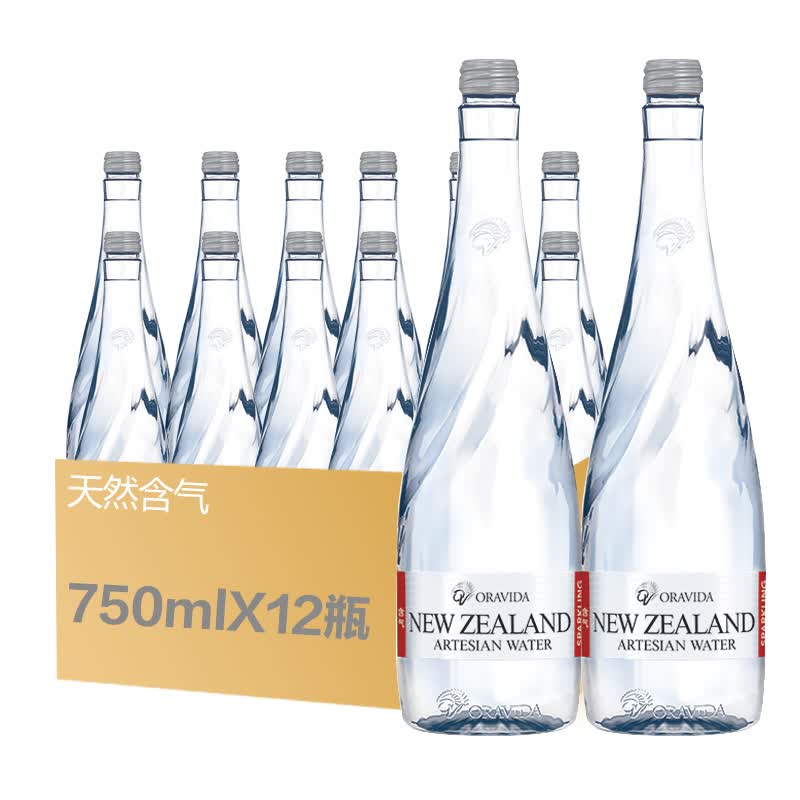 兰维乐新西兰进口 矿泉水 玻璃瓶装水纯净饮用水 兰维乐含气750ml*12