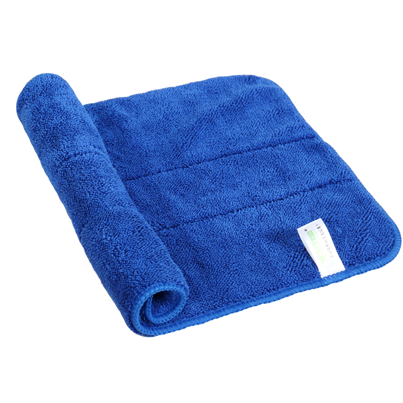 汉世刘家 双层珊瑚绒加厚地板厨房家务抹布 吸水抹布 蓝色40*60