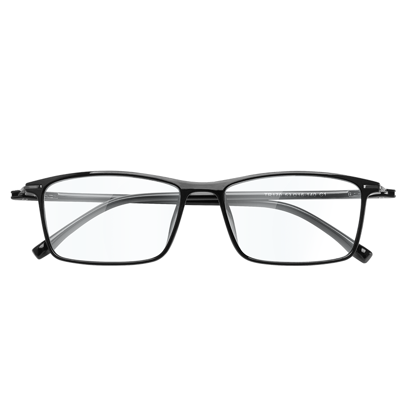 目匠 X眼镜框男女 近视眼镜男女款防蓝光护目镜全框超轻时尚TR眼镜架 170 亮黑+送1.56防蓝光镜片(平光或400度内)