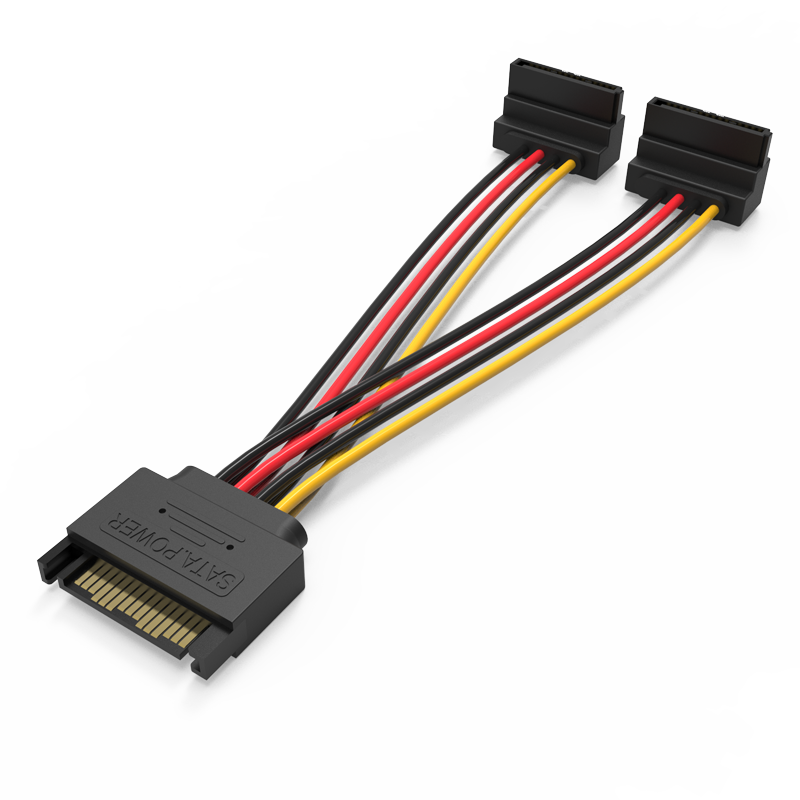 威迅（VENTION）SATA延长线 15Pin硬盘光驱一分二电源线  一公对二母串口转接数据线/转换线 0.15米 黑KDBBB