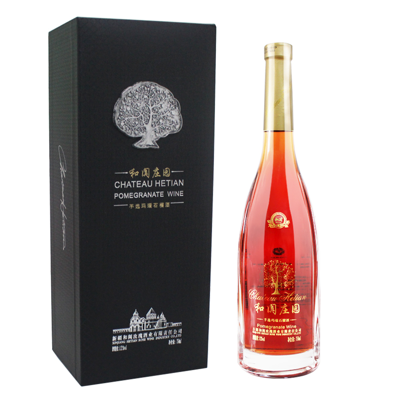 和阗新疆和田和阗庄园手选玛瑙石榴酒750ml干型玫瑰香石榴酒果酒
