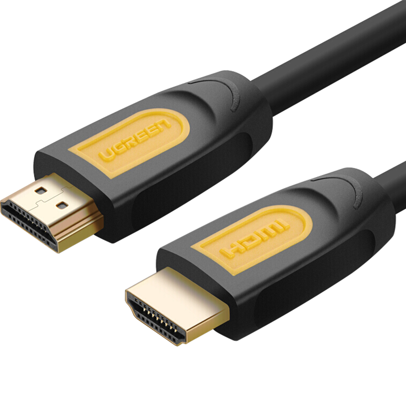 绿联 HDMI线2.0版 4K数字高清线 3D视频线 笔记本电脑智能盒子主机连接电视显示器投影仪线 黄黑头 圆线 0.75米