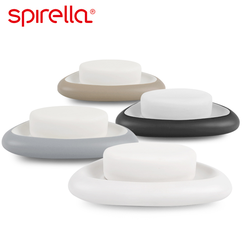瑞士品牌SPIRELLA创意哑光陶瓷香皂盒卫生间沥水肥皂盒手工浴室皂盒皂碟 白色(单件)