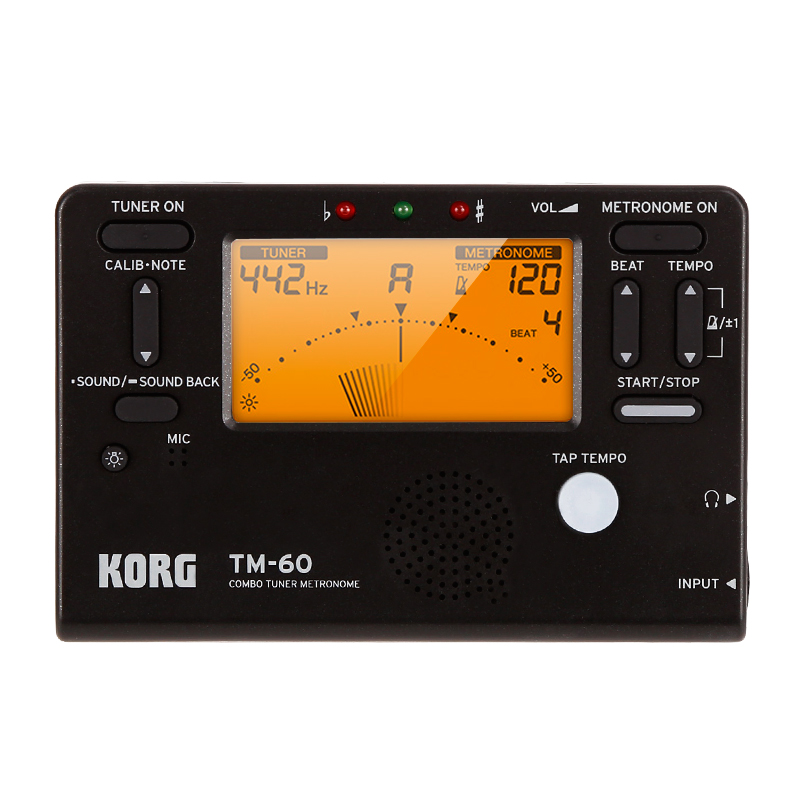 korg科音节拍器调音器二合一乐器通用 tm-60黑色(送拾音夹和乐谱夹)