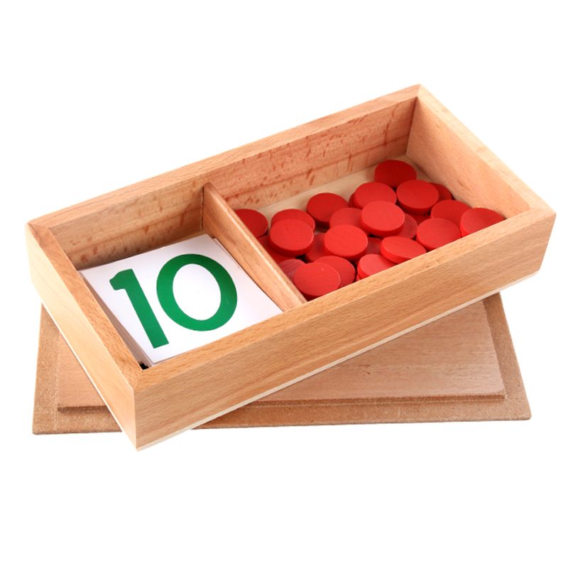 cansmarter蒙氏数学早教数字与筹码蒙台梭利教具木质1-10奇偶数幼儿园