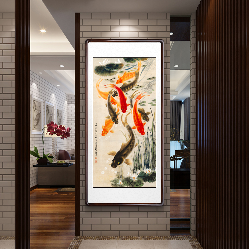 积善九鱼图玄关装饰画图片_3