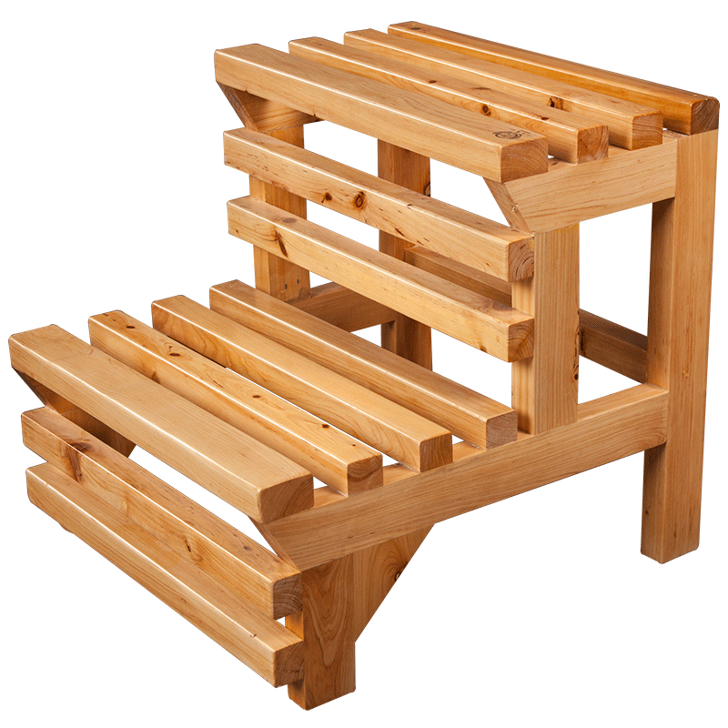康熙柏木阶梯凳换鞋凳木桶浴缸踏凳 踏脚凳楼梯凳板凳实木脚凳双层凳kx-503