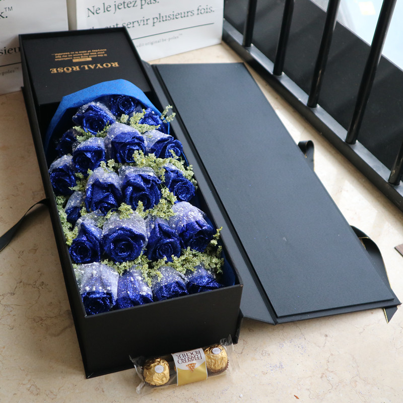 花乐康语七夕蓝色妖姬 元旦礼物 元旦鲜花 2小时送花上门 蓝玫瑰礼盒