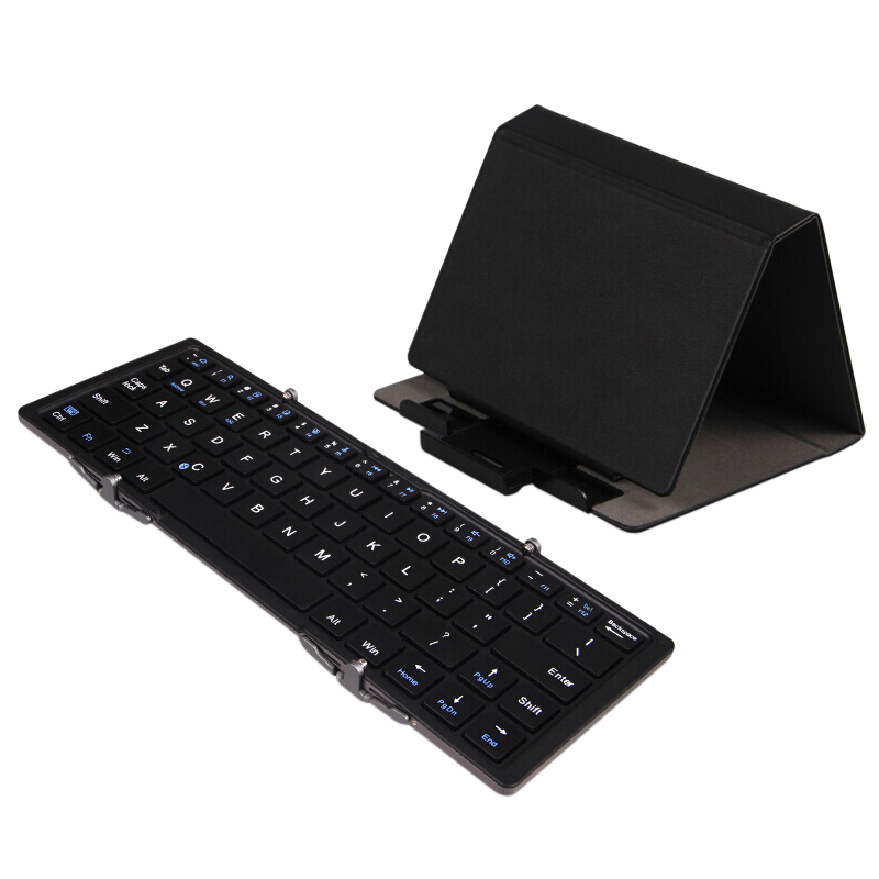 B.O.W 航世 HB066 皮套版 64键 蓝牙无线薄膜键盘 黑色 无光