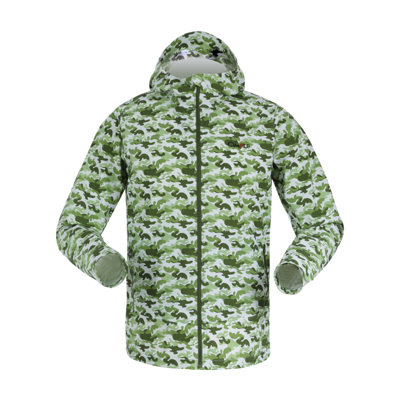 男式春夏款户外休闲防风防泼水轻便连帽弹力外套iwt083 军绿迷彩 m