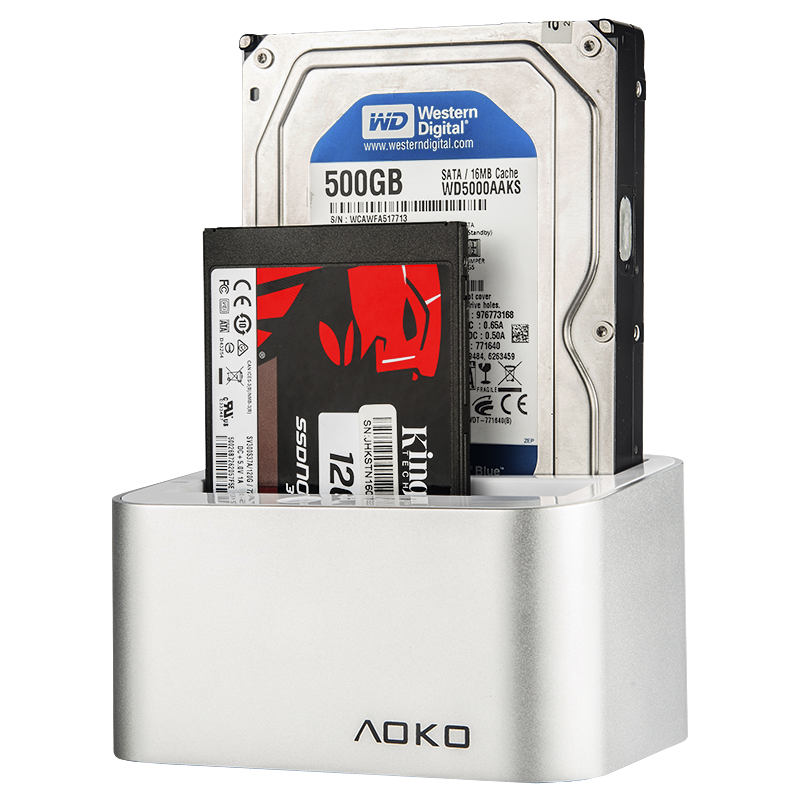 奧科美(AOKO) 3.5英寸Type-C雙盤(pán)位硬盤(pán)底座 機械固態(tài)硬盤(pán)讀取讀盤(pán)高速克隆拷貝機對拷機器 K323CSW  Type-C接口 5G速率