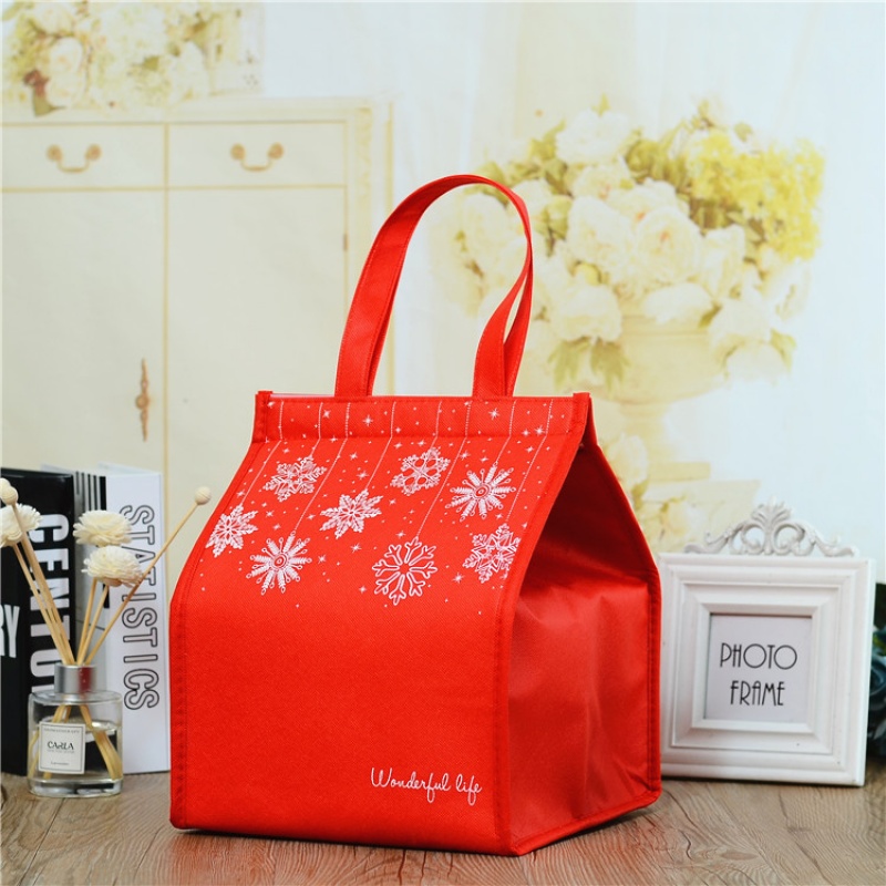 skids保温袋手提保温袋外卖保温袋铝箔保温袋 雪花红色小号