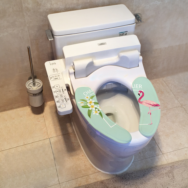 马桶贴创意火烈鸟粘扣式卫生间马桶坐便器装饰垫子套装简约马桶垫 单