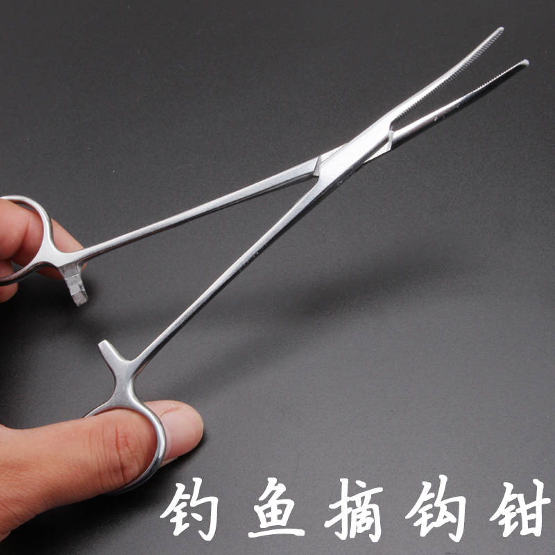 大号摘钩钳16cm长弯头不锈钢渔具摘钩器钓鱼渔具配件 摘钩钳16cm长 带