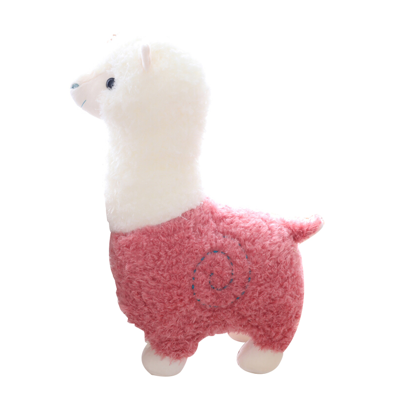 晶广 羊驼毛绒玩具公仔神兽抱枕女生日礼物 粉色80CM