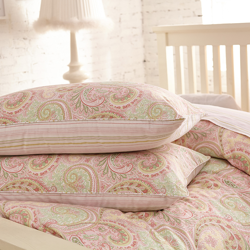 柳庭 家纺 全棉60支贡缎枕套 纯棉枕头套一对装 凤尾花 48x74cm