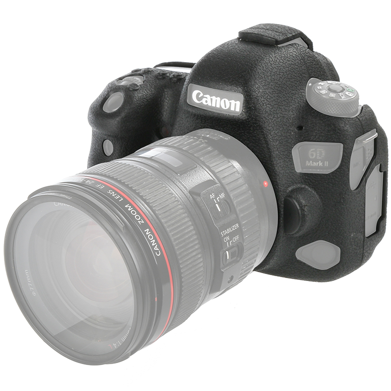 qeento 硅胶套6DII 适用于佳能6D2/6D MARK II相机 保护套 保护壳 黑色