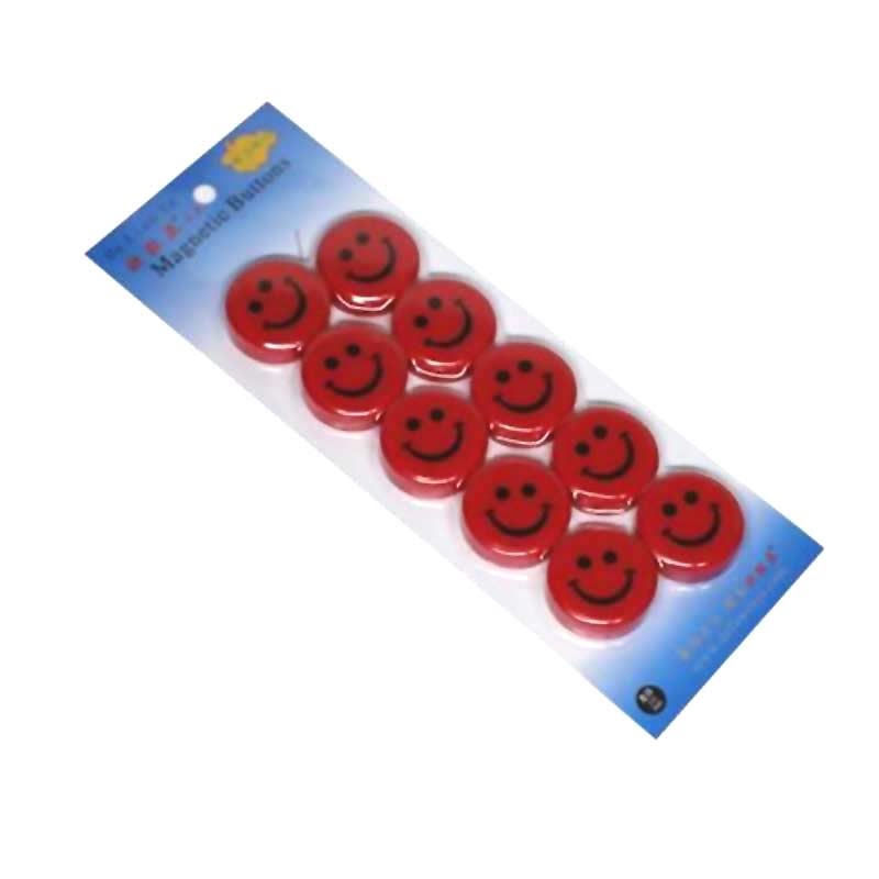 红鑫文具 30mm哭脸磁粒 笑脸强力磁吸 白板磁珠 吸铁石彩色 笑脸磁扣 50个装 笑脸红色