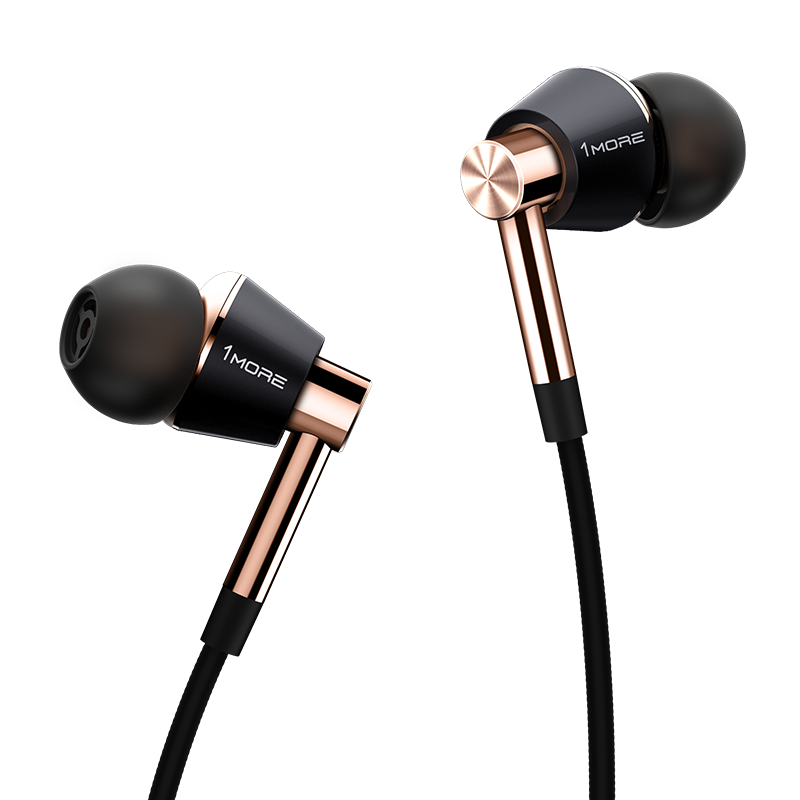 万魔（1MORE）耳机 入耳式 有线 三单元圈铁手机耳机 HiFi耳机Hi-Res E1001金色 适用于华为小米OPPO苹果手机