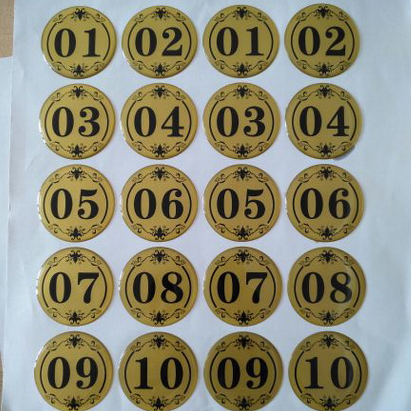 号牌号码粘贴牌数字牌台号牌餐桌牌座位贴 5cm 金底黑字款 号码11-20