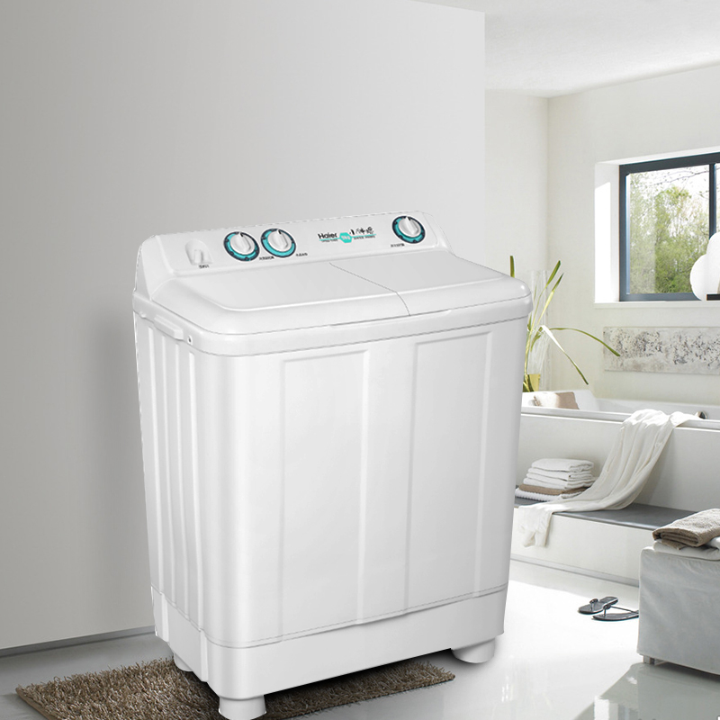海尔（Haier） 洗衣机大容量家用半自动洗衣机双缸双桶强劲动力飓风双净力水电分离防鼠底座操作简单 【白色9公斤+喷淋漂洗+恒宽电压】
