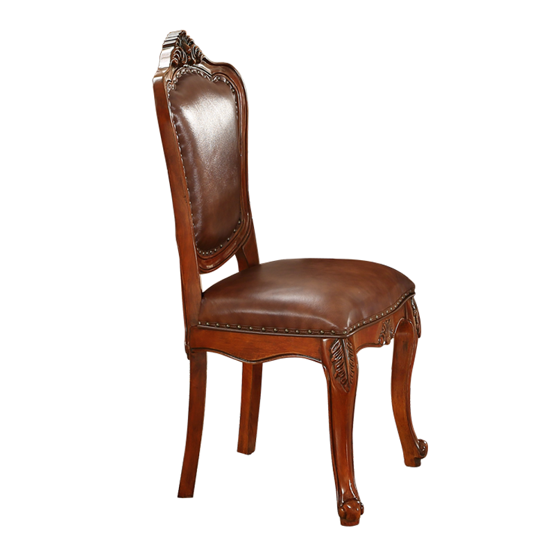 艾理思 餐椅 美式家具 欧式实木真皮餐椅 无扶手椅子