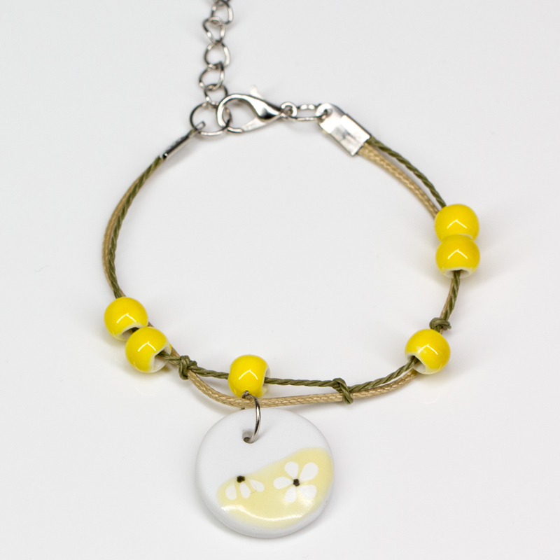 手工编织陶瓷手链韩版简约森系女学生闺蜜义乌小饰品批发 圆·黄 可