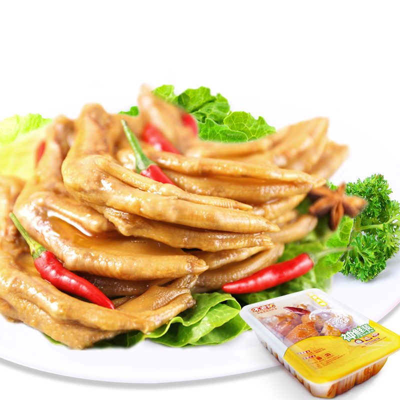 不老神锁鲜装香辣鸭掌190g气调盒装卤味熟食衢州特色小吃零食即食 香
