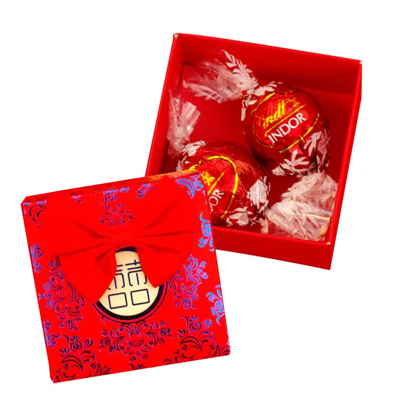 瑞士莲 (lindt) 进口软心夹心牛奶巧克力喜糖成品2粒 红色古典结婚