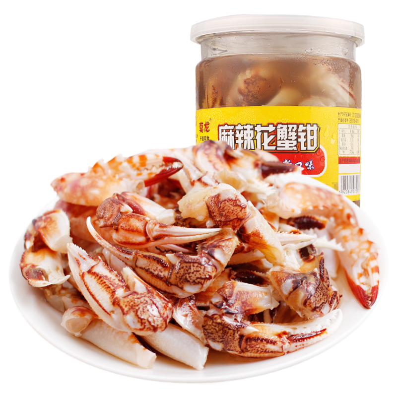 molong 莫龙 麻辣花蟹钳600g/罐 肉质饱满醉蟹钳蟹脚蟹棒即食蟹钳舟山蟹类