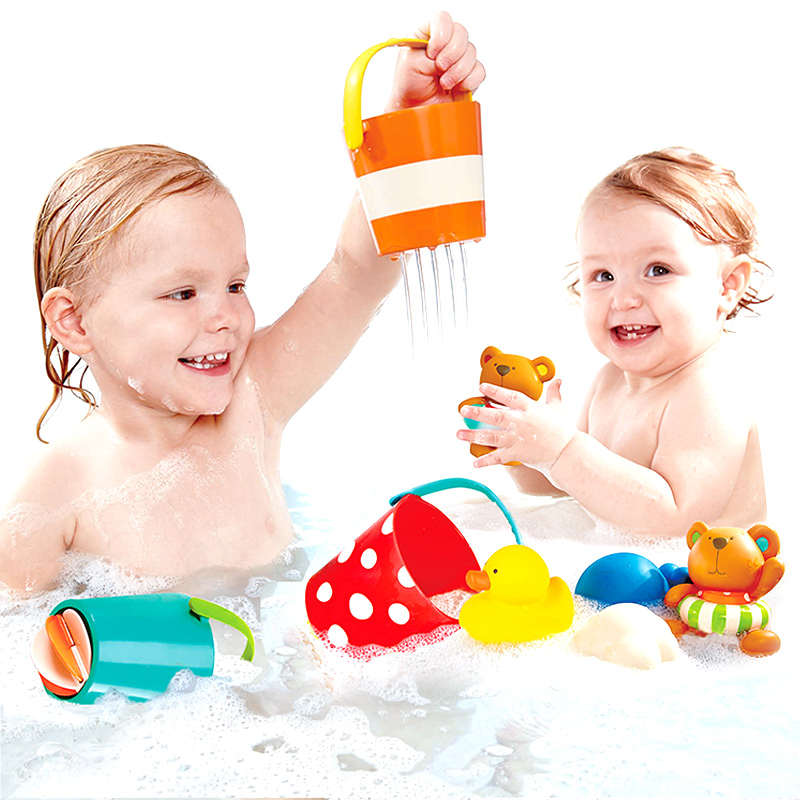 Hape 洗澡玩具 0-1-3周岁婴儿戏水套装 泰迪熊漂浮喷水花洒男女小孩宝宝防哭闹礼物儿童节礼物 suit0030泰迪玩偶趣味8件套