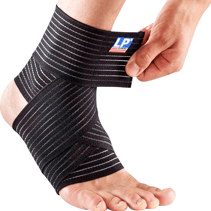 LP 护具自粘弹性绷带运动护踝男女篮球扭伤弹力绑带脚腕护脚踝 黑 男女 单只