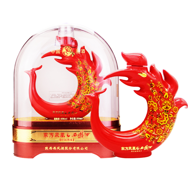 西凤酒东方凤凰红运当头45度凤香型白酒 500ml*1瓶