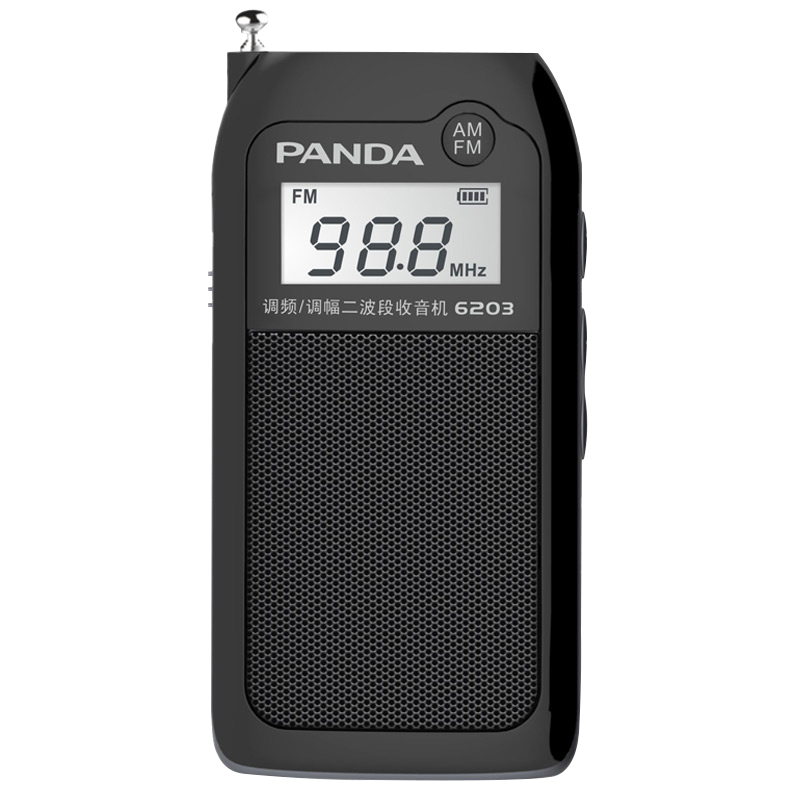 熊猫（PANDA） 6203锂电版收音机迷你充电式插卡便携式老年人小型戏曲随身听FM调频广播半导体 黑色+8G歌曲卡带歌本