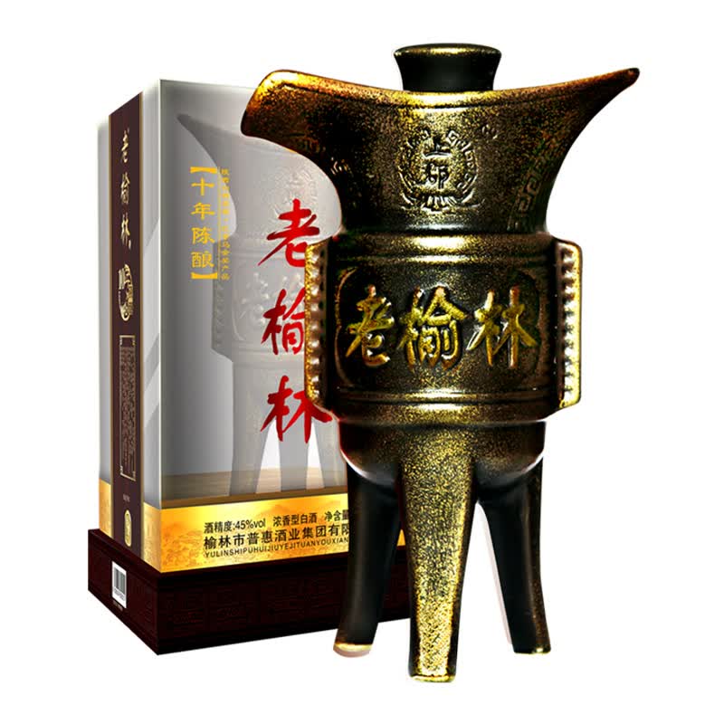 老榆林【酒厂店铺】45度十年陈酿浓香型白酒500ml固态法酿造粮食酿造