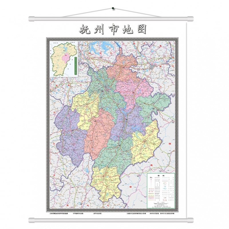 抚州市地图挂图2018新江西交通旅游系列领导书房办公会议室装饰图1.