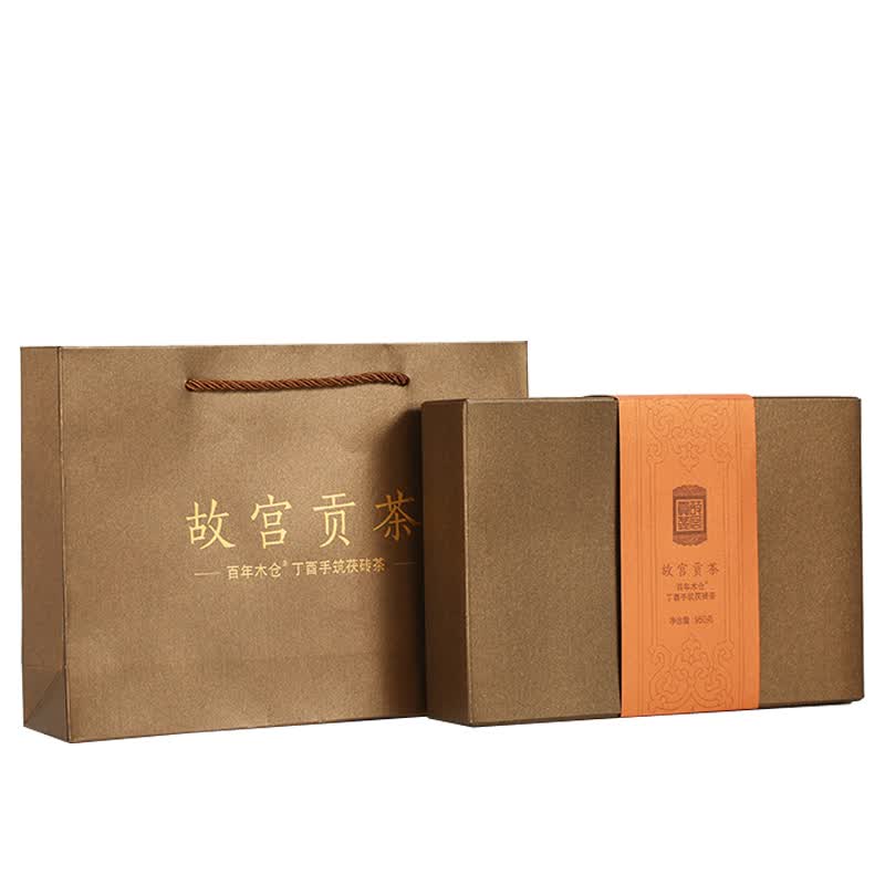 中茶牌茶叶 湖南安化黑茶 故宫贡茶金花手筑茯砖茶 2017年 单盒装 950