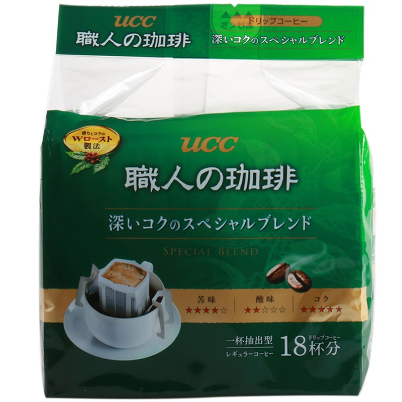 悠诗诗（UCC）滴滤挂耳式职人咖啡粉(深厚浓郁) 7g*18p/袋 日本进口
