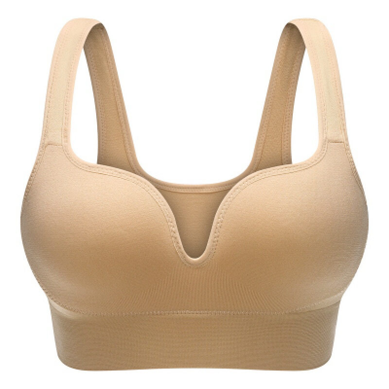 无钢圈上托聚拢运动型内衣女小胸平胸加厚罩杯跑步定型震文胸罩 肤色