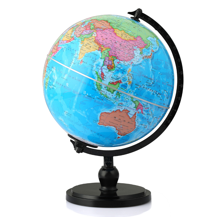 博目20cm政区灯光地球仪炫影黑架办公用品高清便携教学研究摆件教材