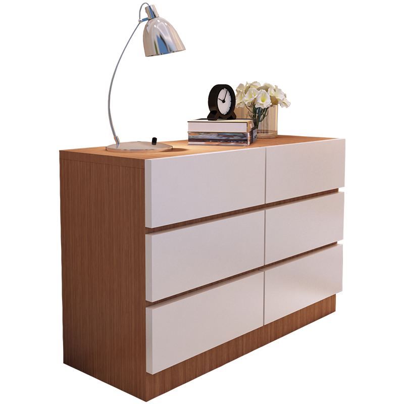 HMJIA 斗柜六斗柜抽屉柜抽柜六斗橱玩具整理柜储物柜收纳柜胡桃木色  G-C13006H