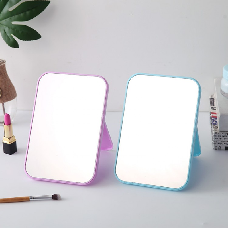 羽熠 糖果色化妆镜子台式简易梳妆镜方形可折叠镜子方便携带 颜色随机发 20.5*14*1.1cm