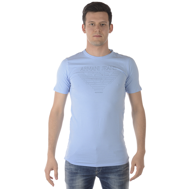jeansaj短袖t恤男士时尚修身圆领棉品牌logo个性经典百搭6x6t046j01z