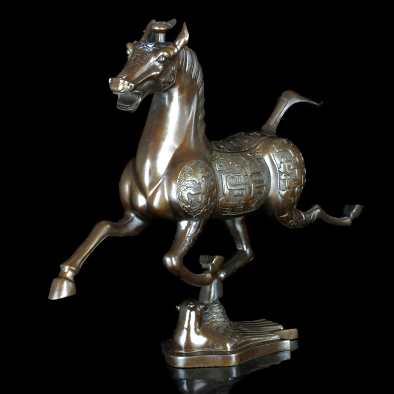 聚玄轩铜马踏飞燕铜铜马摆件纯黄铜工艺品马踏飞燕办公室家居开业礼品