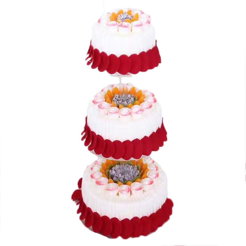 芙瑞多 多层庆典开业婚庆生日蛋糕预定北京广州全国同城配送 3层玫瑰花蛋糕 20寸
