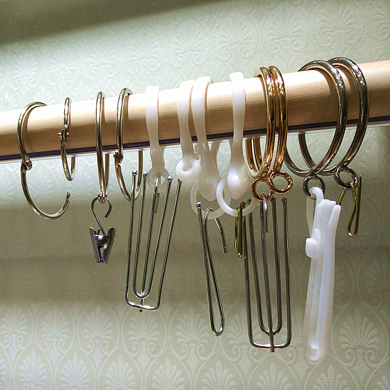 南柏万 不锈钢窗帘夹子带挂钩浴帘小夹扣窗帘配件特硬加厚不生锈 30只